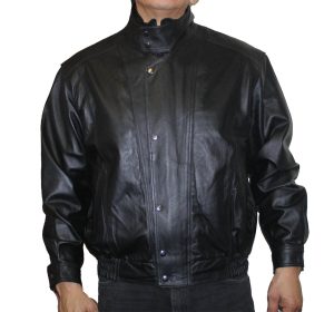 Men's Leather Jacket Double Breast Bomber Jacket