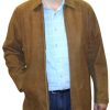 Men's Genuine Cowhide Nubuck Leather Zipper Closure Jacket