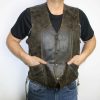 Men's Motorcycle Genuine Distress Brown Leather Side lace Western Vest