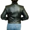 Cute Lightweight Black Zip-Up Genuine Napa Leather Two Pockets Jacket PN 319