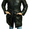 Women Long Jacket Genuine Premium Naked Lamb Leather Long Buttons/belted