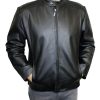 Men Biker Style Jacket Genuine Soft Leather Front Zipper Closure Fashion