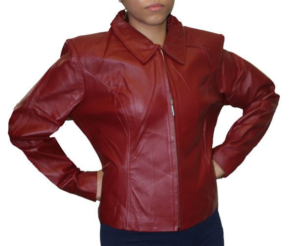 Women's Soft Genuine Leather Short Zipper Closure Fitted Jacket Style # 315