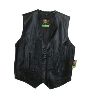 Men Black Vest Genuine Soft Leather Front and Back Fringes Vest Handmade