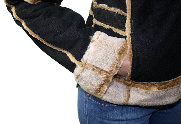 Ladies Suede Leather Jacket: Bonded Faux Fur Style 1221
