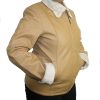 Ladies Jacket Warm Genuine Leather Bonded Faux Fur Zipper Closure