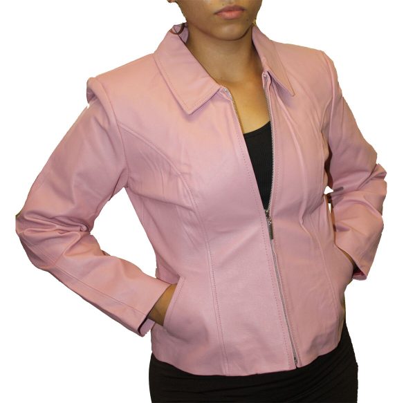 Women's Soft Genuine Leather Short Zipper Closure Fitted Jacket Style # 315