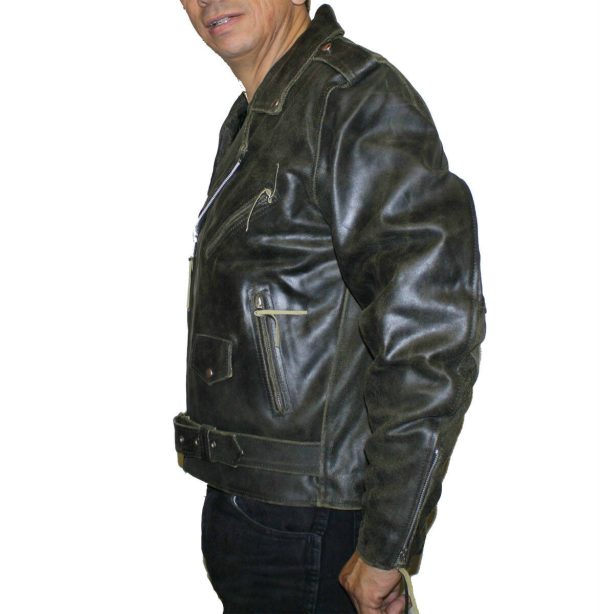 Men's Brown Distress Jacket Cow Hide Leather Motorcycle Jacket Great Price