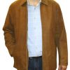 Men's Genuine Cowhide Nubuck Leather Zipper Closure Jacket
