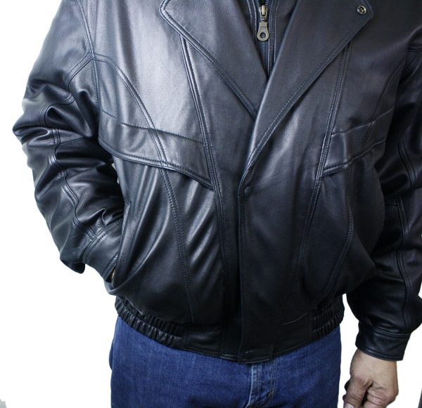 Men Soft Lamb Jacket Double Breast Leather Zipper/Snaps Closure Jacket