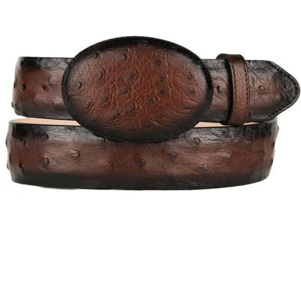 s-l1600-2-30.jpg King Exotic Ostrich Belt Full Quill Ostrich Belt Removable Buckle Brown Burnished