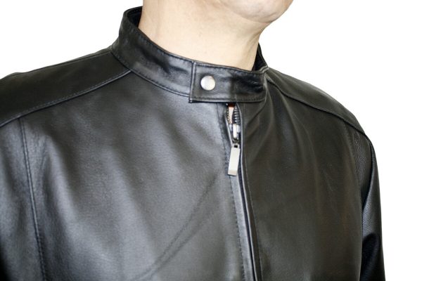 Men Biker Style Jacket Genuine Soft Leather Front Zipper Closure Fashion