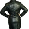 Women Long Jacket Genuine Premium Naked Lamb Leather Long Buttons/belted