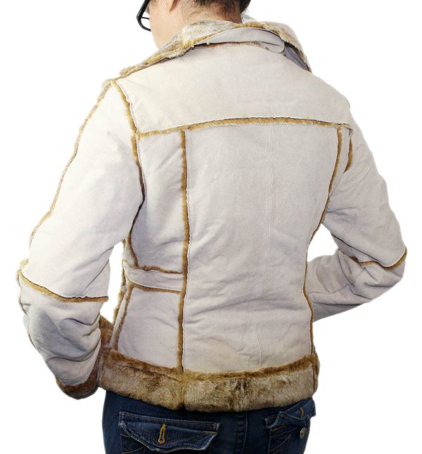 Ladies Suede Leather Jacket: Bonded Faux Fur Style 1221