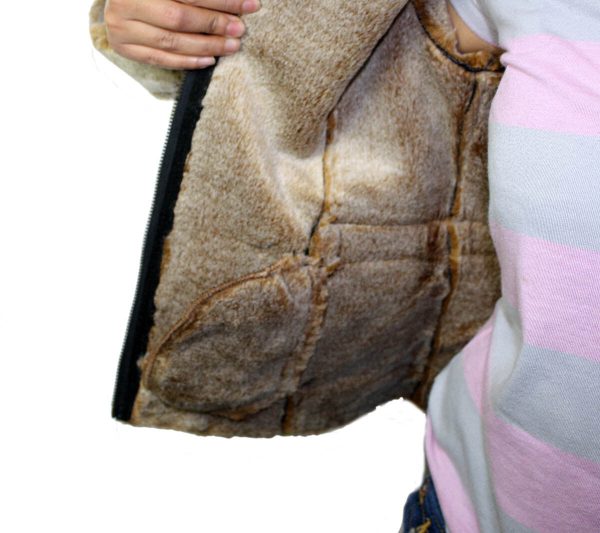 Ladies Suede Leather Jacket: Bonded Faux Fur Style 1221