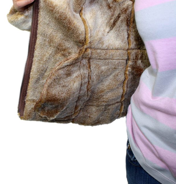 Ladies Suede Leather Jacket: Bonded Faux Fur Style 1221
