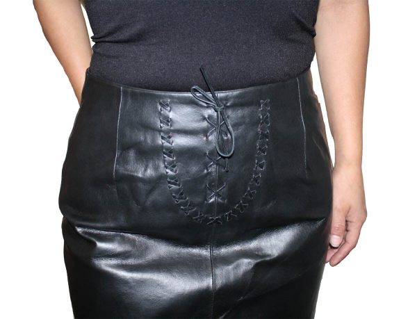 Genuine Leather Ladies Mini 14" Skirts Back Zipper Closure - Best Fitted