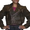 s-l1600-3-1-4.jpg Women Sexy Crop Genuine Brown Distress Leather Half Belt Motorcycle Biker Jacket