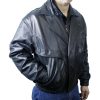 Men Soft Lamb Jacket Double Breast Leather Zipper/Snaps Closure Jacket