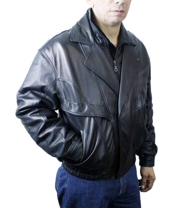 Men Soft Lamb Jacket Double Breast Leather Zipper/Snaps Closure Jacket