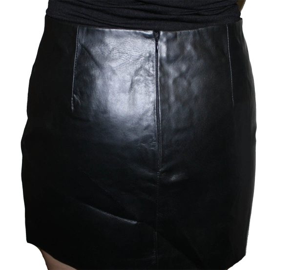 Genuine Leather Ladies Mini 14" Skirts Back Zipper Closure - Best Fitted