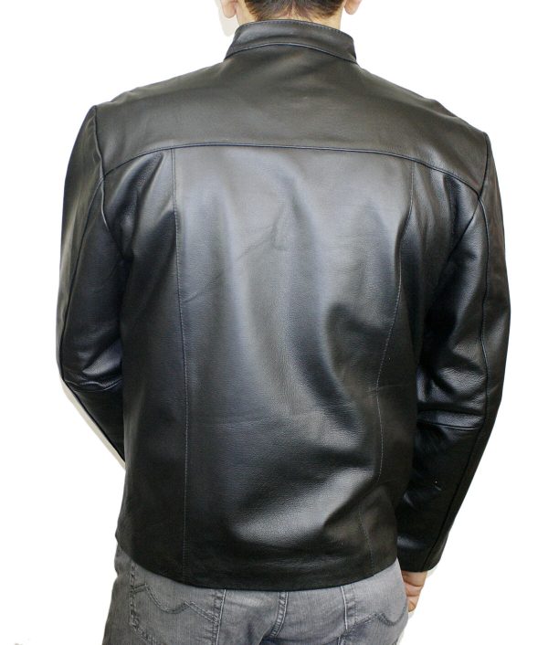 Men Biker Style Jacket Genuine Soft Leather Front Zipper Closure Fashion