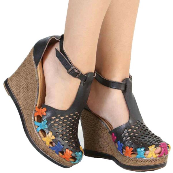 Women Genuine Leather Espadrille Mexican Sandals Wedges Artesanales