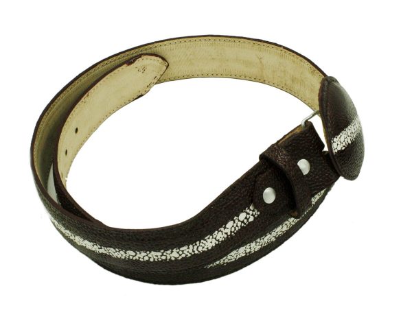 s-l1600-3.jpg Men Genuine Cowhide Stringray Print Leather Belt