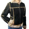 Ladies Suede Leather Jacket: Bonded Faux Fur Style 1221