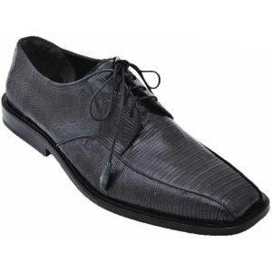 Men Derby Shoes Los Altos Black Teju Lizard Bicycle Toe