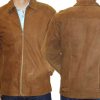 Men's Genuine Cowhide Nubuck Leather Zipper Closure Jacket