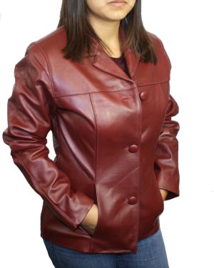 s-l1600-38.jpg Women's Soft Lamb Jacket Genuine Burgundy Leather Buttons Closure Fitted