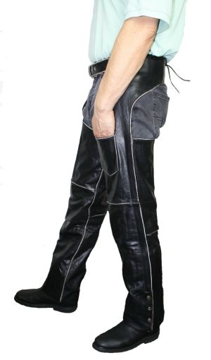 s-l1600-4-1-4.jpg Leather Unisex Chaps Extra Heavy Classic Biker Genuine Buffalo rub off