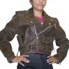 s-l1600-4-18.jpg Women Sexy Crop Genuine Brown Distress Leather Half Belt Motorcycle Biker Jacket
