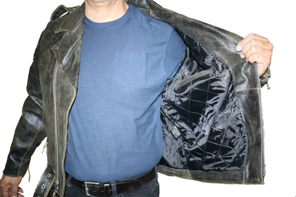 Men's Brown Distress Jacket Cow Hide Leather Motorcycle Jacket Great Price