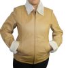 Ladies Jacket Warm Genuine Leather Bonded Faux Fur Zipper Closure