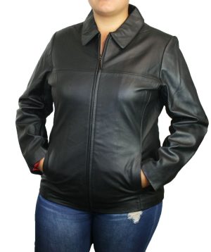 Women Jacket Made Of Genuine Lamb Leather Zipper Closure