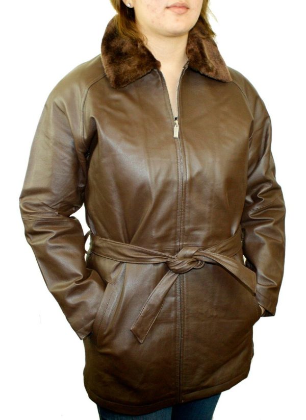 s-l1600-5-1-2.jpg Women Leather Jacket Zipper Closure/ Belted Jacket with Zip Out Lining