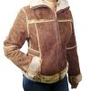 Ladies Suede Leather Jacket: Bonded Faux Fur Style 1221