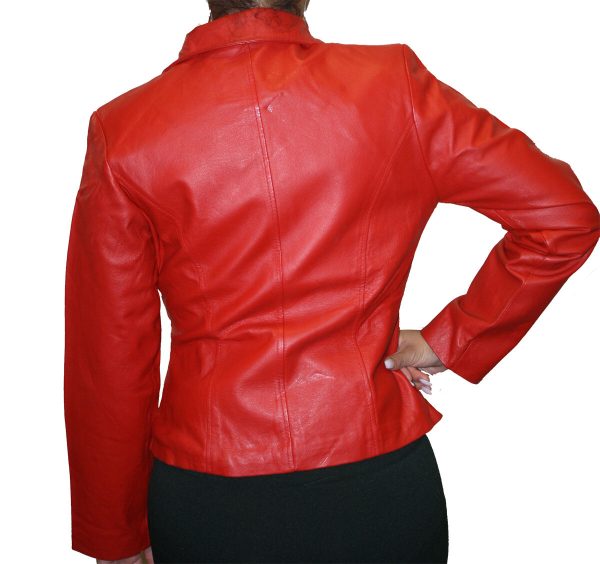 Women's Soft Genuine Leather Short Zipper Closure Fitted Jacket Style # 315