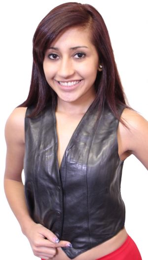 Women Vest Black Genuine Leather Nice Fit 527 lm