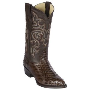 Men's Los Altos Genuine Python Snakeskin J Toe Brown Boots