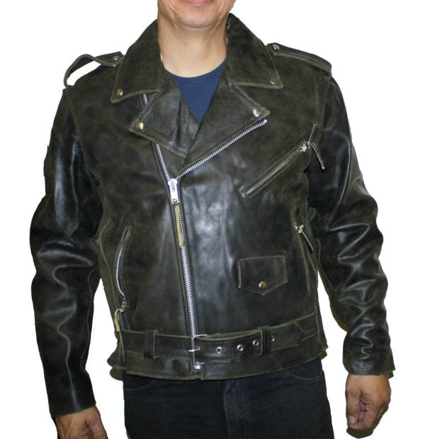 Men's Brown Distress Jacket Cow Hide Leather Motorcycle Jacket Great Price