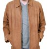 Men's Genuine Cowhide Nubuck Leather Zipper Closure Jacket