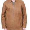 Men's Genuine Cowhide Nubuck Leather Zipper Closure Jacket