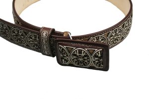 Cinto Ranchero Belt Leather Laser Cut Handcrafted Changeable Buckle 2 Wide
