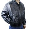 Men Soft Lamb Jacket Double Breast Leather Zipper/Snaps Closure Jacket