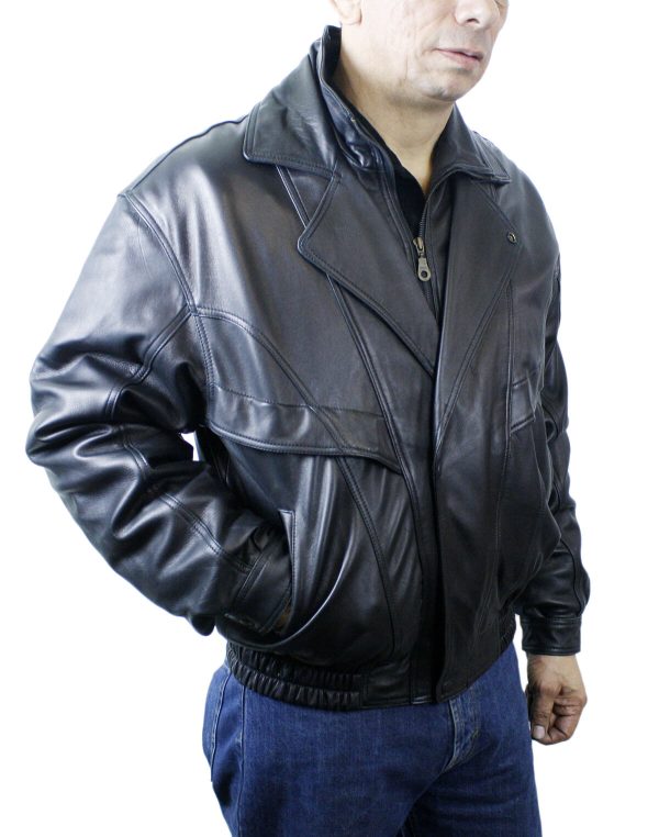 Men Soft Lamb Jacket Double Breast Leather Zipper/Snaps Closure Jacket