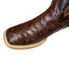 Men's Handcrafted Boots-Cowhide Brown Ostrich Print Leather Square Toe