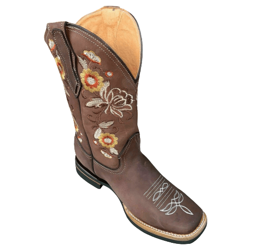Bota Vaquera de Mujer Womens Western Rodeo Square Toe Cowgirl Boots Leather